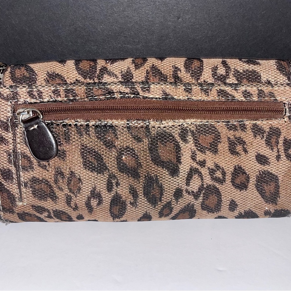 Leopard Print Rhinestone Medallion Women's Wallet - Brown - Picture 4 of 7